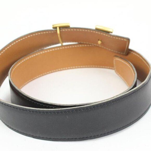 Hermès Black x Brown x Gold 32mm Reversible H Logo Belt Kit s331h52